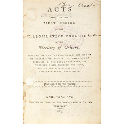 Lot 216 - [LOUISIANA TERRITORY] Acts passed at the First...