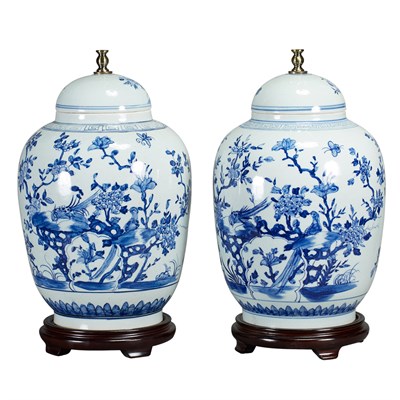 Lot 339 - Pair of Chinese Blue and White Glazed...