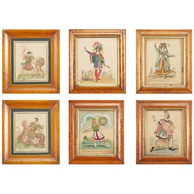 Lot 592 - Group of Six English Framed Tinsel Prints 19th...