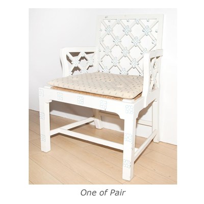 Lot 620 - Pair of White Painted Cockpen Armchairs