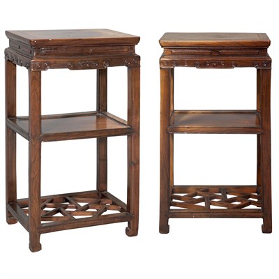 Lot 391 - Pair of Chinese Hardwood Side Tables Height 28...