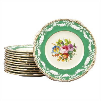Lot 388 - Set of Twelve Mintons Floral Decorated...