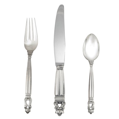 Lot 348 - Assembled Georg Jensen Sterling Silver...