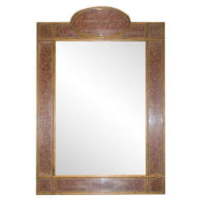Lot 266 - Red and Gold Eglomise Mirror Height 60 inches,...
