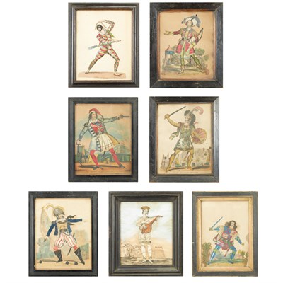 Lot 191 - Group of Seven Framed English Tinsel Prints...