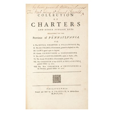 Lot 70 - [PENNSYLVANIA - BENJAMIN FRANKLIN IMPRINT] A...