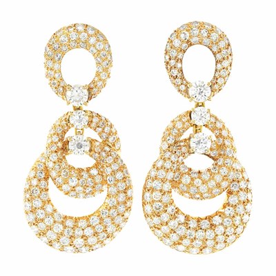 Lot 245 - Pair of Gold and Diamond Pendant-Earrings