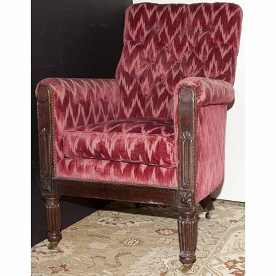 Lot 404 - Victorian Stained Wood Upholstered Armchair...