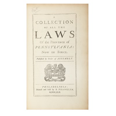 Lot 71 - [PENNSYLVANIA-BENJAMIN FRANKLIN IMPRINT] The...