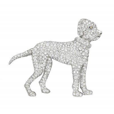 Lot 347 - Platinum and Diamond Dog Pin