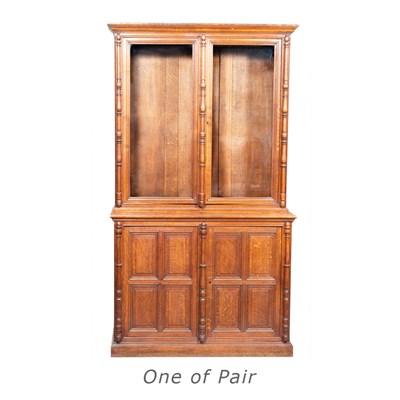Lot 143 - Pair of Provincial Style Oak Bookcase Cabinets...