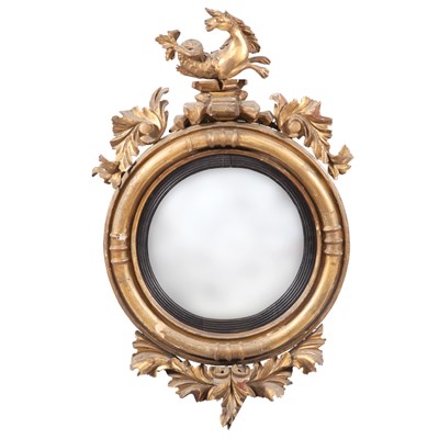 Lot 144 - Regency Giltwood Convex Mirror Circa 1820 With...