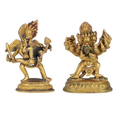 Lot 14 - Two Tibetan Gilt-Bronze Figural Sculptures...