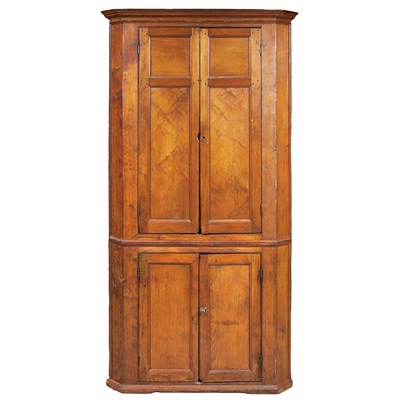 Lot 202 - Chippendale Pine Corner Cupboard The molded...