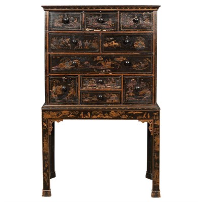 Lot 422 - George I Black Japanned and Parcel Gilt...