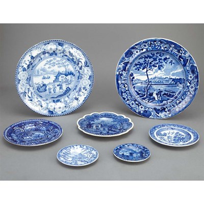 Lot 252 - Group of Staffordshire Blue and White Transfer...