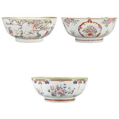 Lot 144 - Three Chinese Export Porcelain Famille Rose...