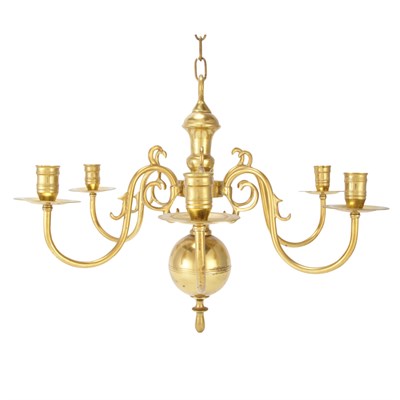 Lot 127 - Baroque Style Brass Six-Light Chandelier...