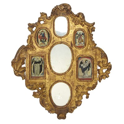 Lot 548 - Colonial Giltwood Verre Eglomise and Mirror...