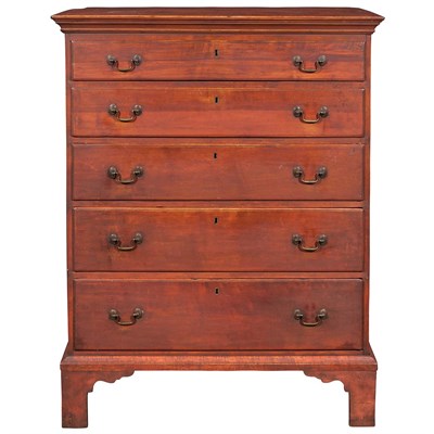 Lot 215 - Chippendale Cherry Tall Chest of Drawers...