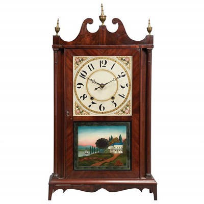 Lot 238 - Federal Mahogany Pillar and Scroll Clock Silas...
