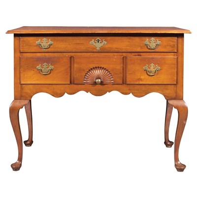 Lot 141 - Queen Anne Maple Highboy Base The overhanging...