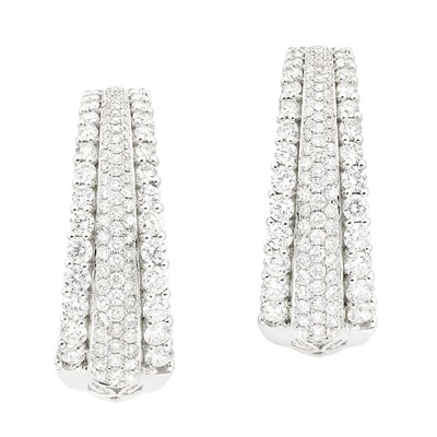 Lot 169 - Pair of White Gold and Diamond Hoop Earrings