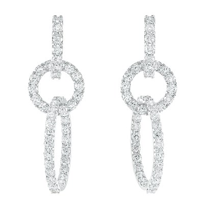 Lot 350 - Pair of White Gold and Diamond Hoop Pendant-Earrings