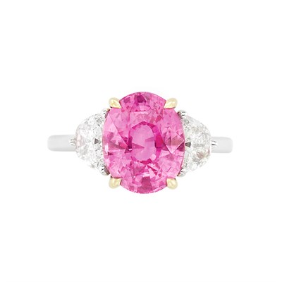 Lot 178 - Platinum, Gold, Pink Sapphire and Diamond Ring