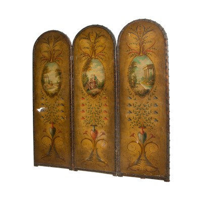 Lot 120 - Continental Painted Three-Panel Screen Height...