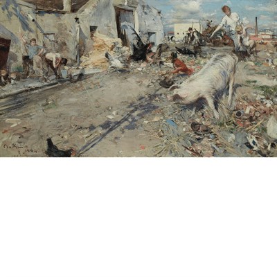 Lot 61 - Giovanni Boldini Italian, 1842-1931 Farmyard,...
