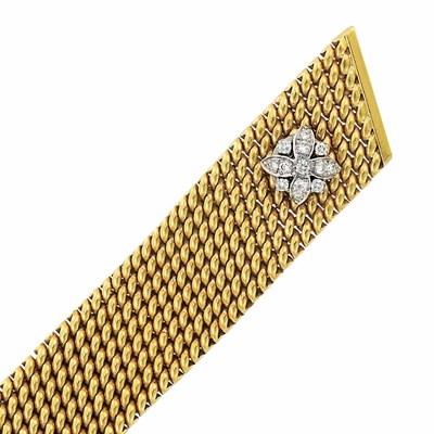Lot 82 - Gold, Platinum and Diamond Bracelet-Watch