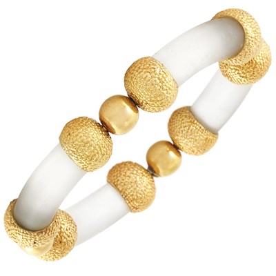 Lot 264 - Gold and Frosted Rock Crystal Bracelet