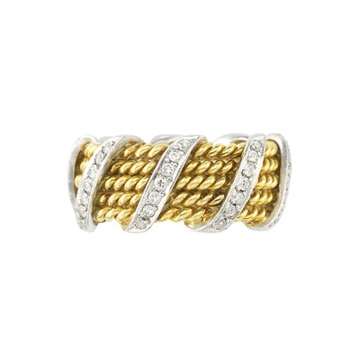 Lot 196 - Gold, Platinum and Diamond Band Ring, Tiffany & Co., Schlumberger