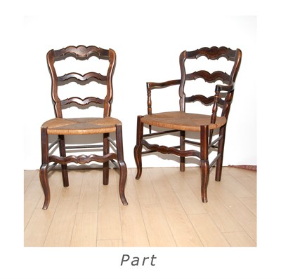 Lot 264 - Set of Six French Provincial Style Walnut Rush...