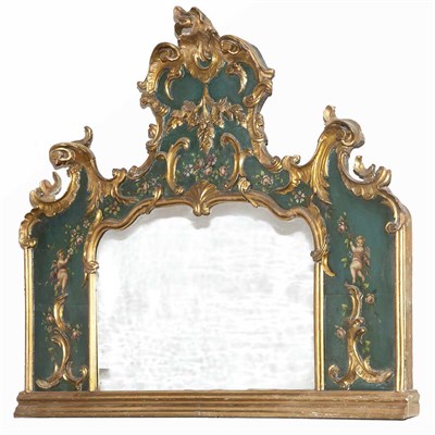 Lot 717 - Louis XV Style Painted Overmantel Mirror The...