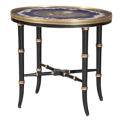 Lot 497 - Neoclassical Style Black and Gold Painted Low...