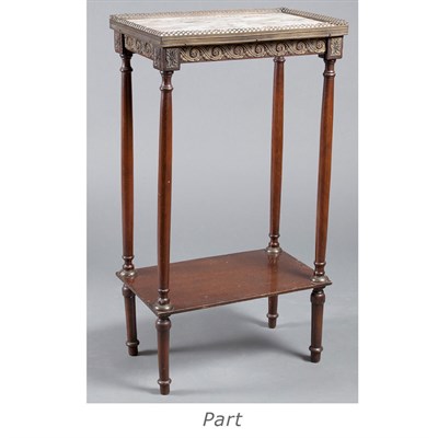 Lot 164 - Two Louis XVI Style Marble Top Mahogany Side...