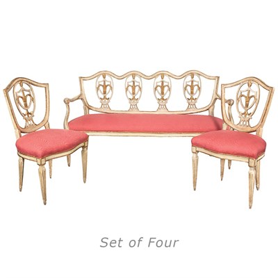 Lot 459 - Set of Four Italian Neoclassical White Painted...
