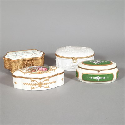 Lot 205 - Three Continental Porcelain Boxes; And a...