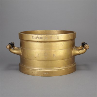 Lot 492 - English Brass Alloy Imperial Peck Measure De...