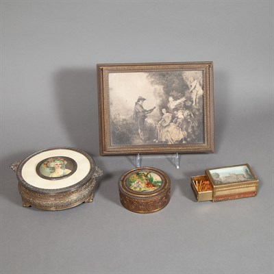 Lot 208 - Group of Four Continental Pictorial Boxes and...