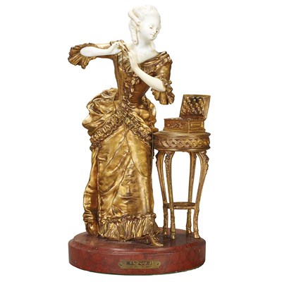 Lot 382 - French Gilt-Bronze and Bisque Porcelain Figure...