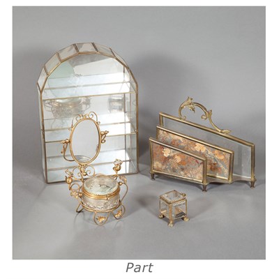 Lot 210 - Group of Six Gilt-Metal Mounted Glass Table...