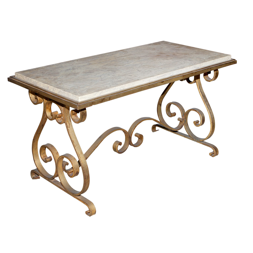Lot 233 - Marble Top Gilt-Metal Low Table Height 19 1/2...