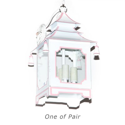 Lot 296 - Pair of White and Pink Tole Pagoda-Form...