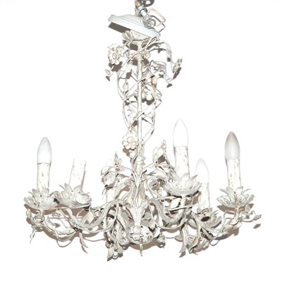 Lot 300 - French Tole Six-Light Chandelier Height 21...