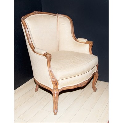 Lot 304 - Louis XV Style Fruitwood Upholstered Bergere