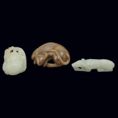 Lot 90 - Group of Three Chinese Jade Animals Comprising...