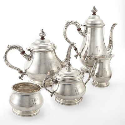 Lot 321 - English Silver Coffee and Tea Service Adie...